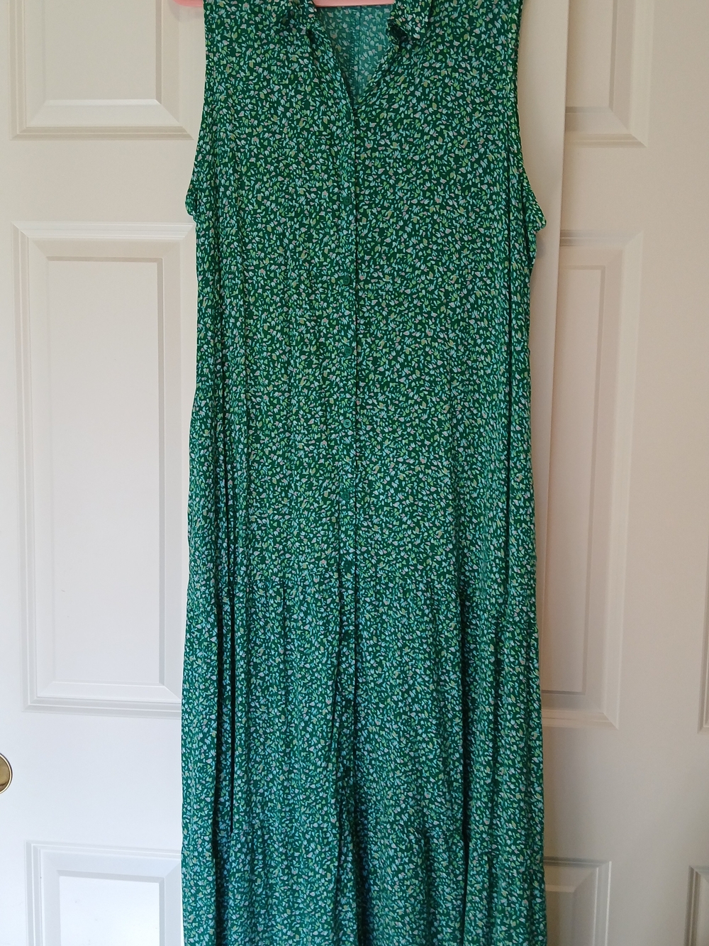 Croft & Barrow Green Micro-Print Maxi Dress